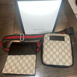 Gucci GG Supreme Monogram Canvas Two Pocket Belt Bag